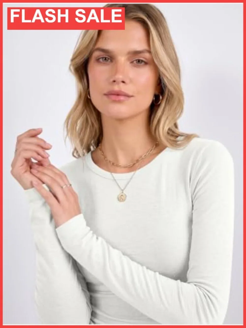 Wool Blend Long Sleeve Crew Neck Slim Fit Tee